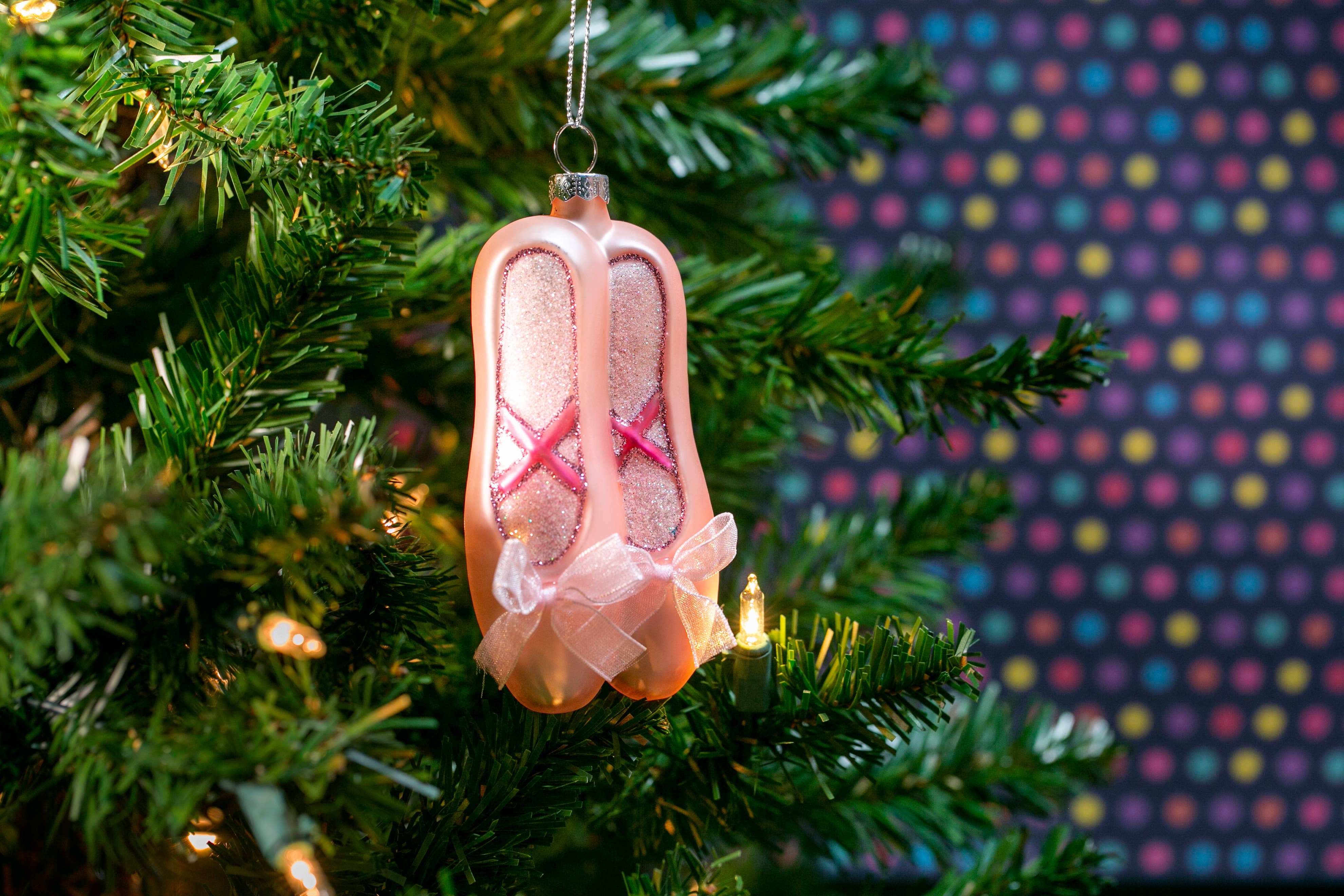 Ballerina Slippers Glass Ornament