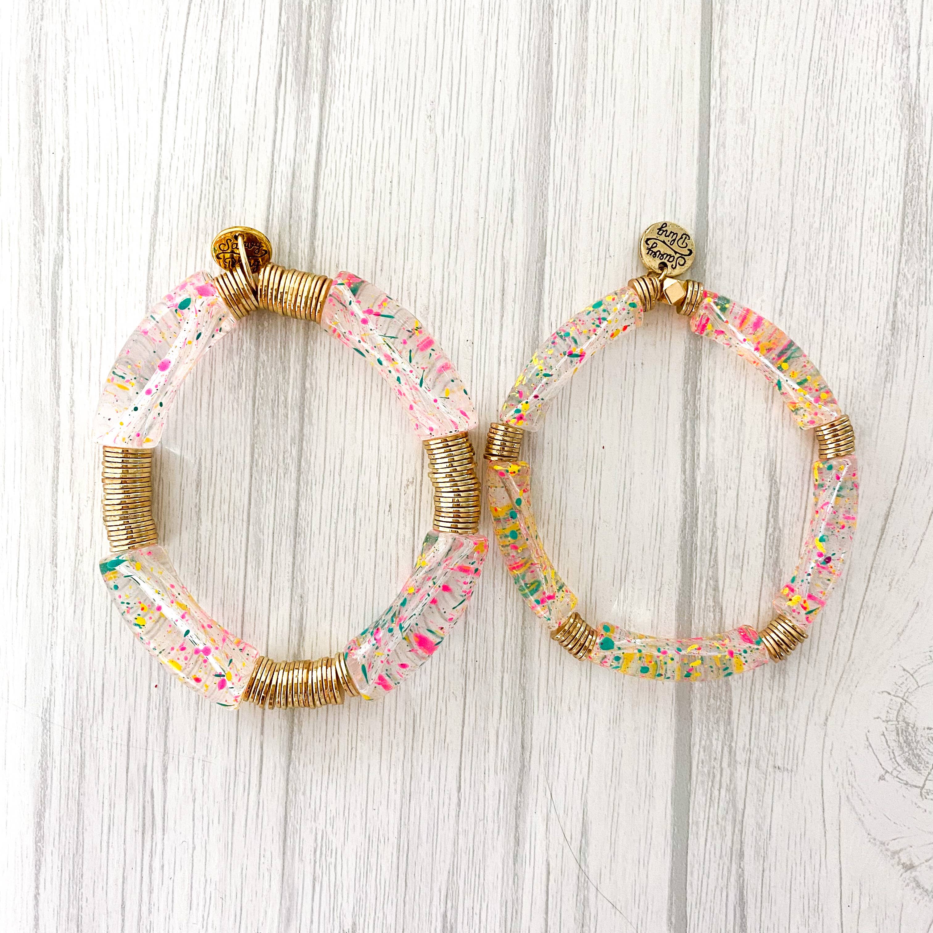 Small Clear Confetti Speckle Acrylic Tube Bracelet