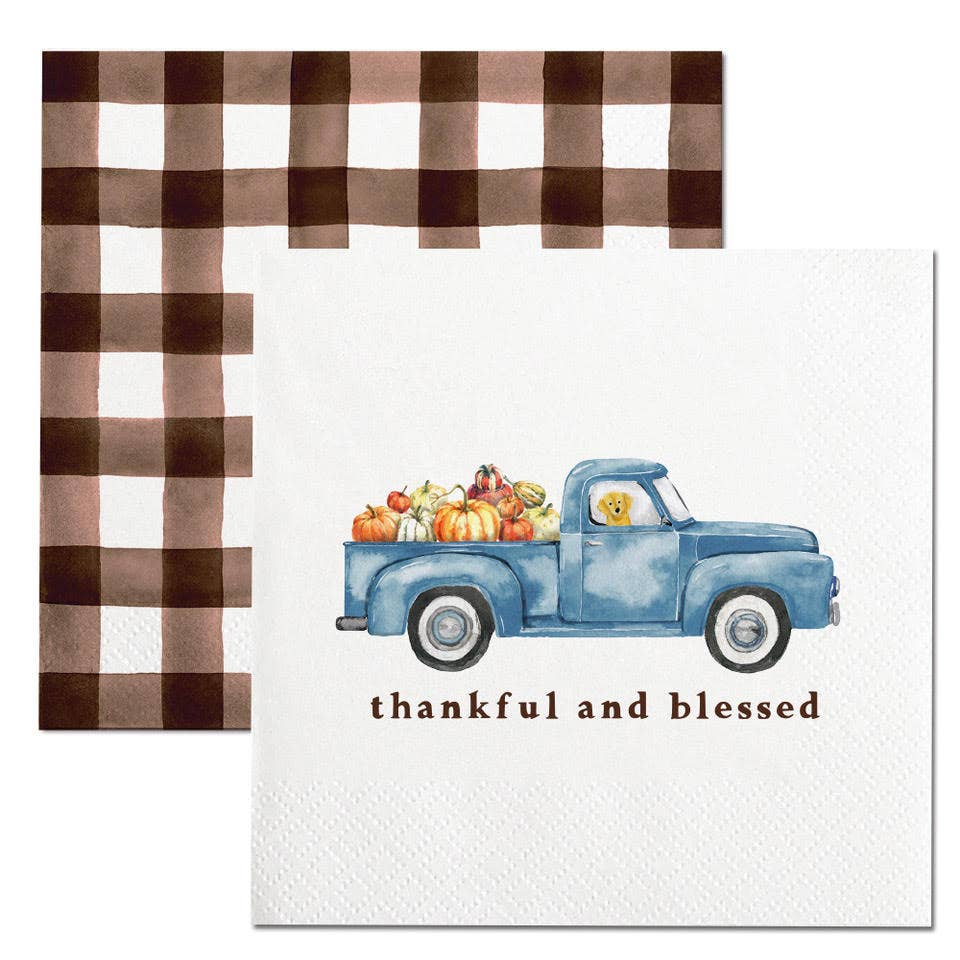 Thankful and Blessed Truck Cocktail Napkins