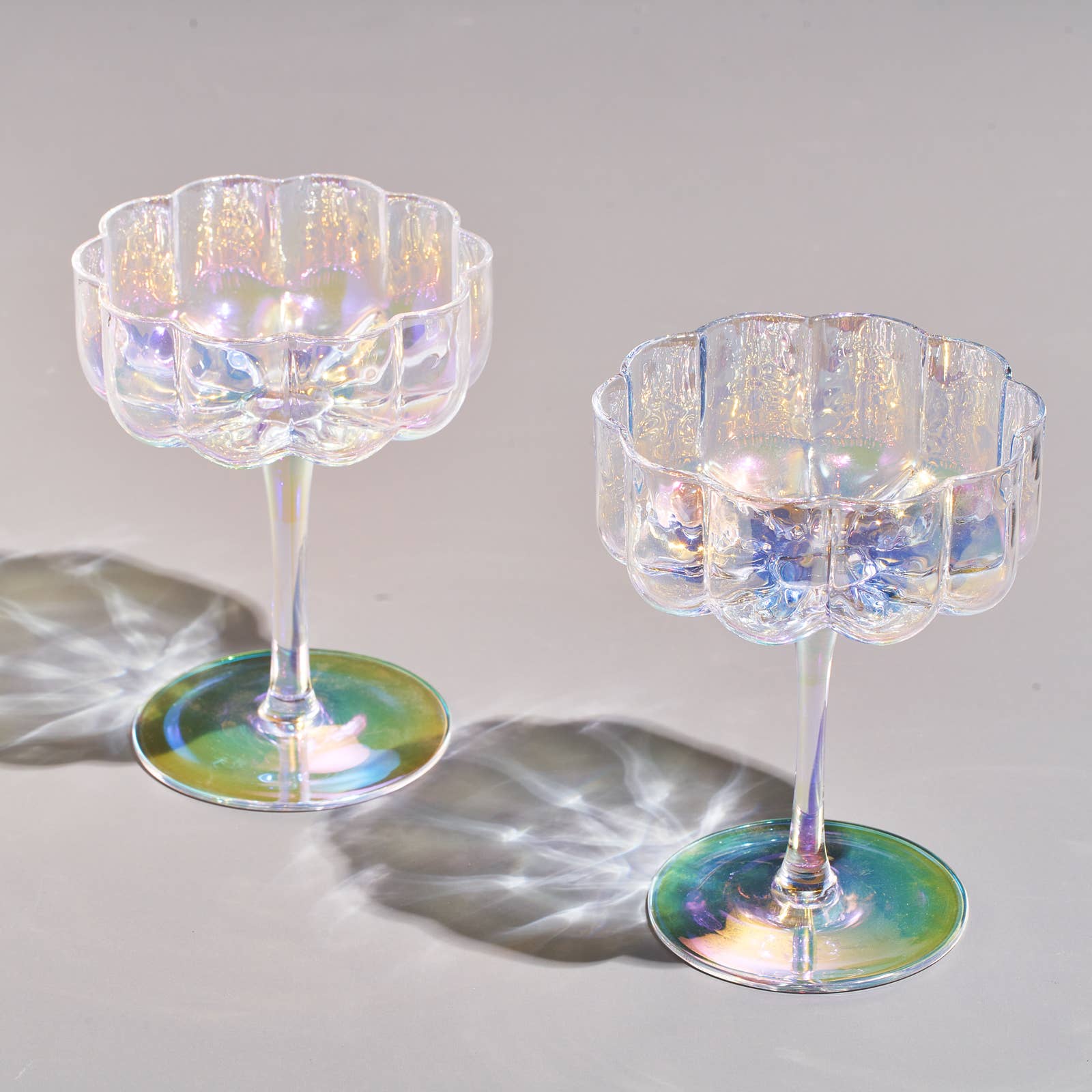 Iridescent Flower Glass Coupe