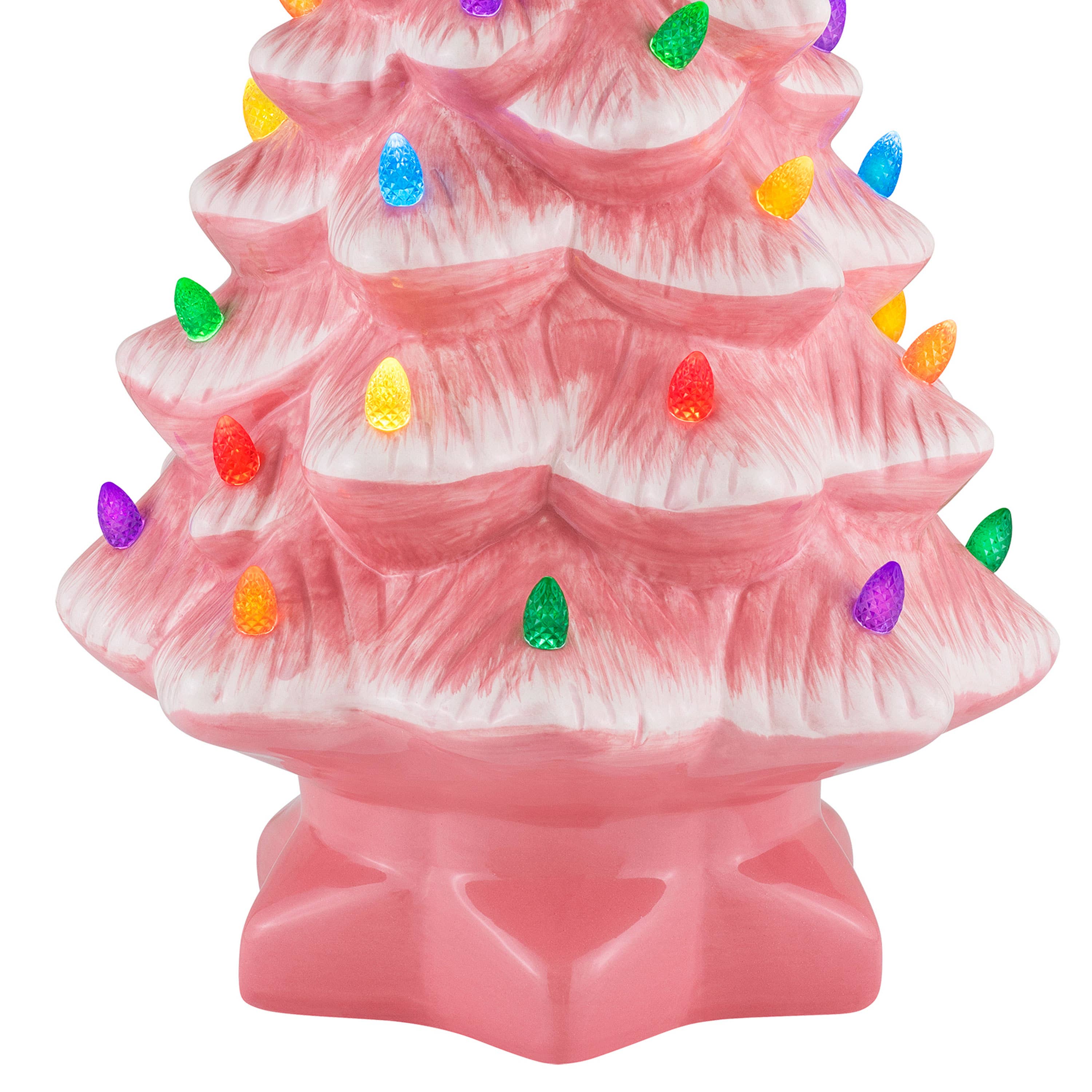 14" Pink Vintage Light Up Ceramic Tree