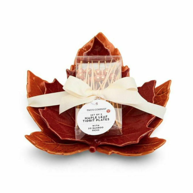 Maple Leaves Tidbit Plates w/Picks