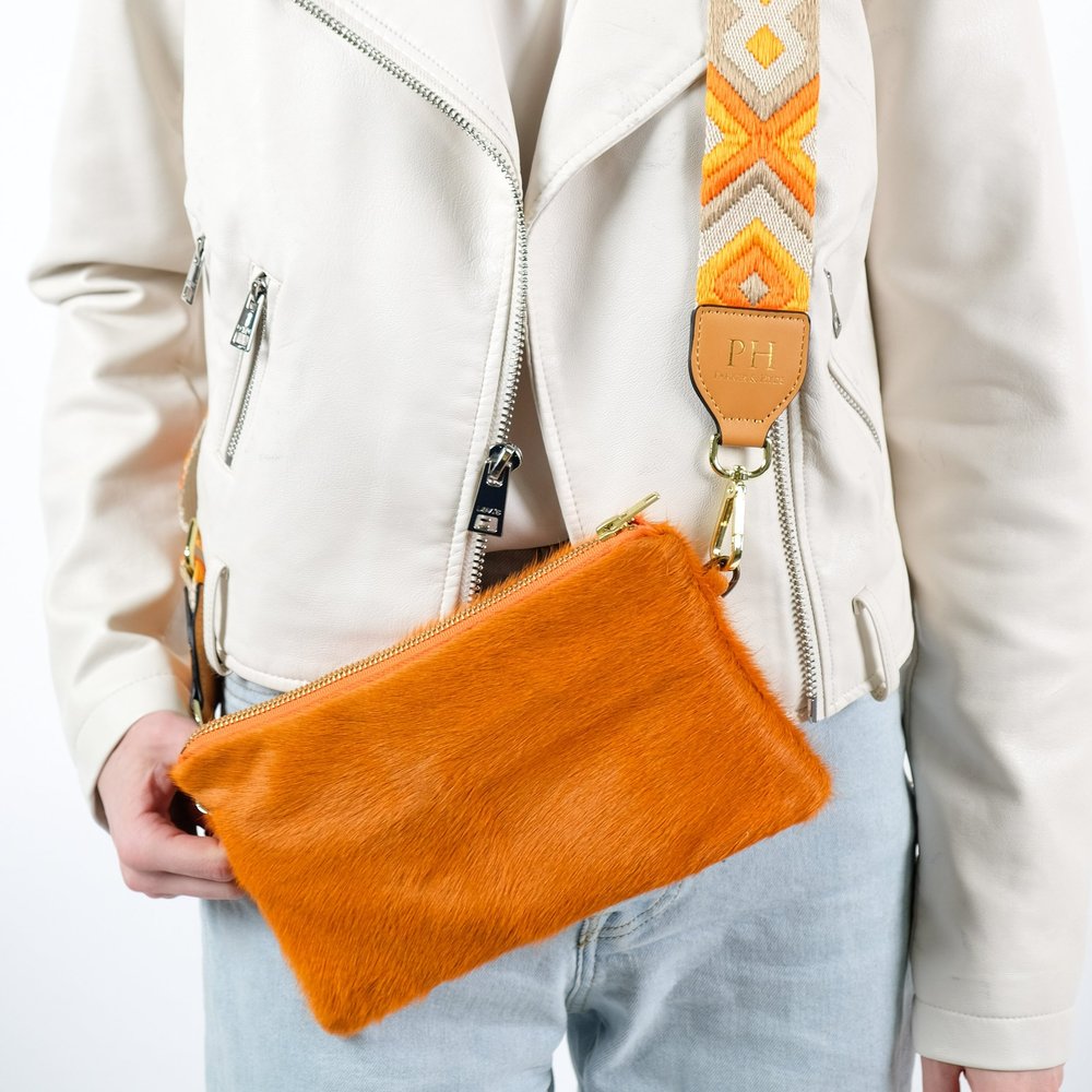 Orange Cowhide Crossbody