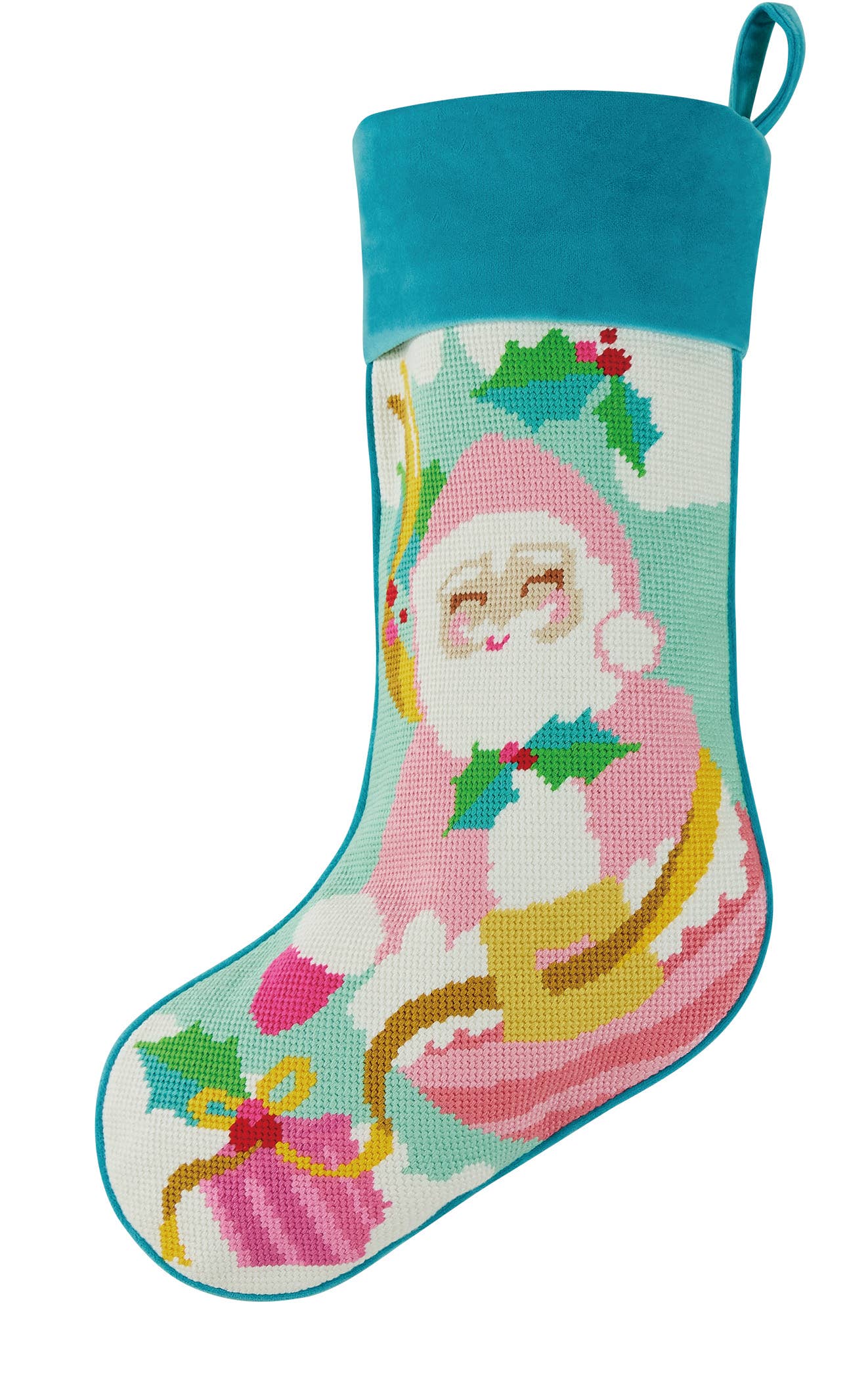 Papa Noel Embroidered Needlepoint Stocking