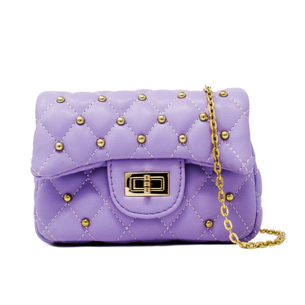 Purple Classic Quilted Stud Mini Bag