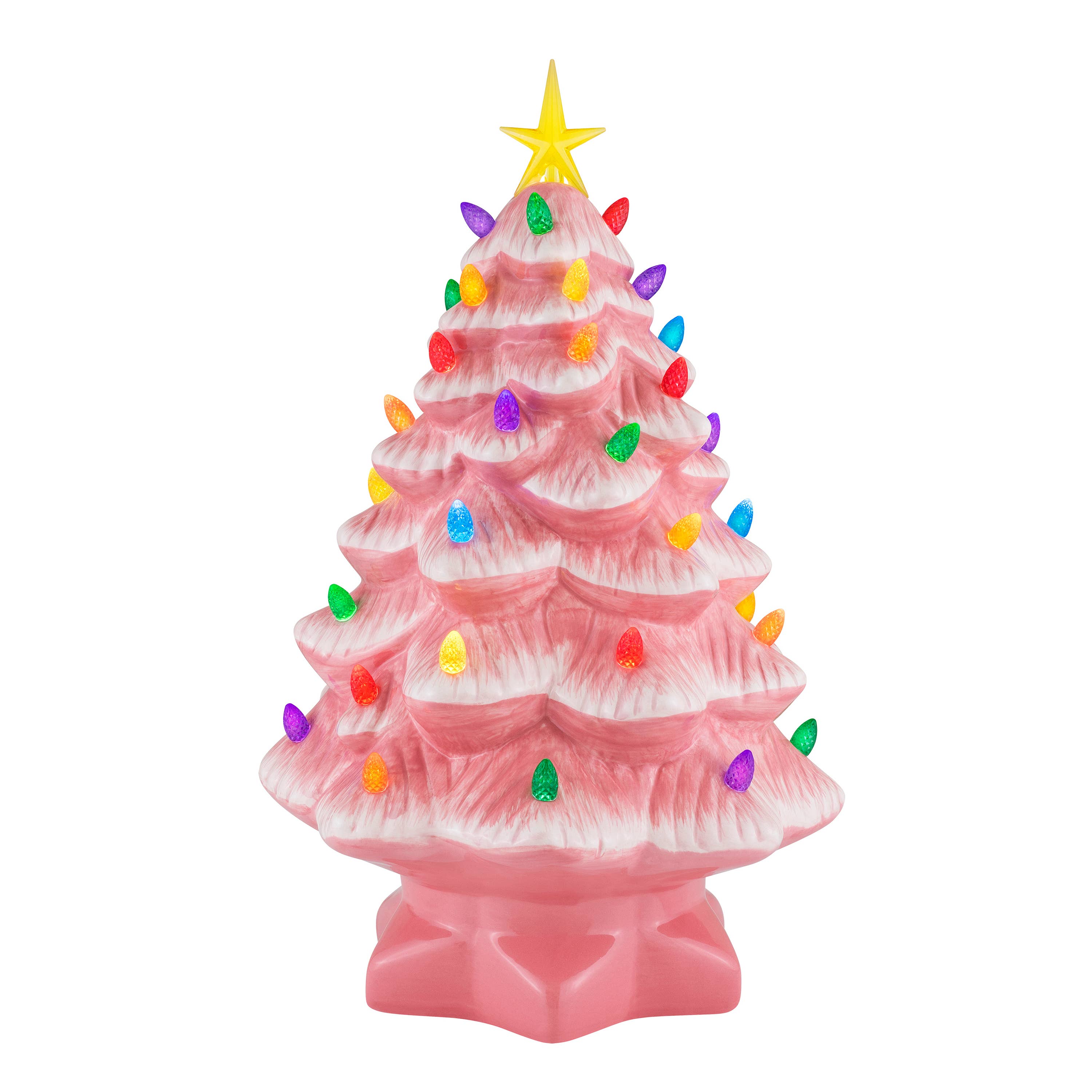 14" Pink Vintage Light Up Ceramic Tree